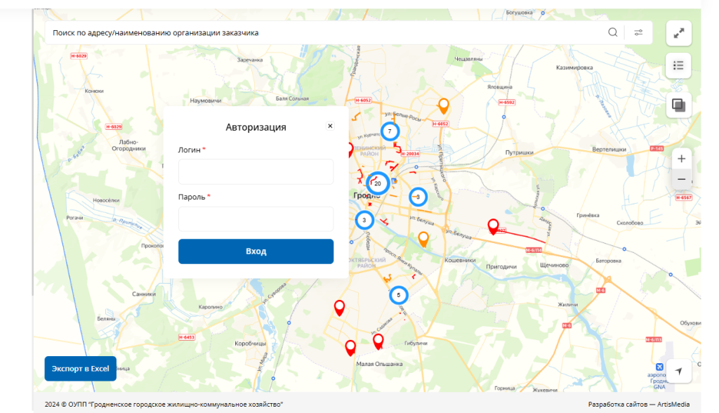 Разработка интерактивной карты раскопок для Гродно ЖКХ. Кейс внедрения на 1С-Битрикс